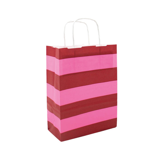 50x papieren tasjes Stripes Pink A5