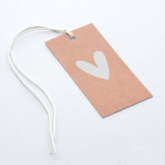 50x Cadeaulabels Hartje Roze-Wit