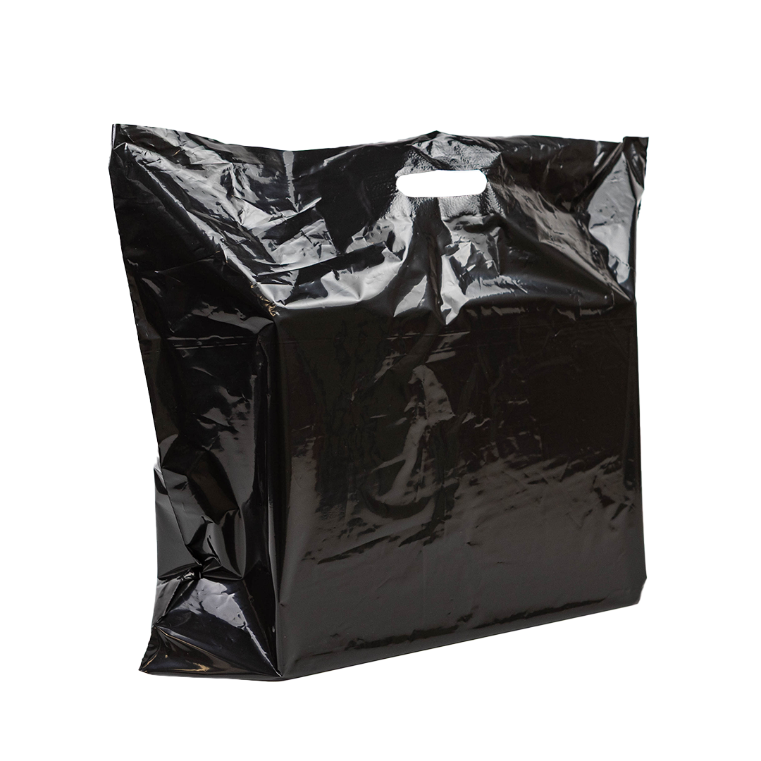 250x Plastic tassen 60x51+2x4cm zwart