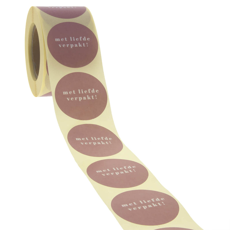 500x sticker 'Met liefde verpakt' Roze 40mm