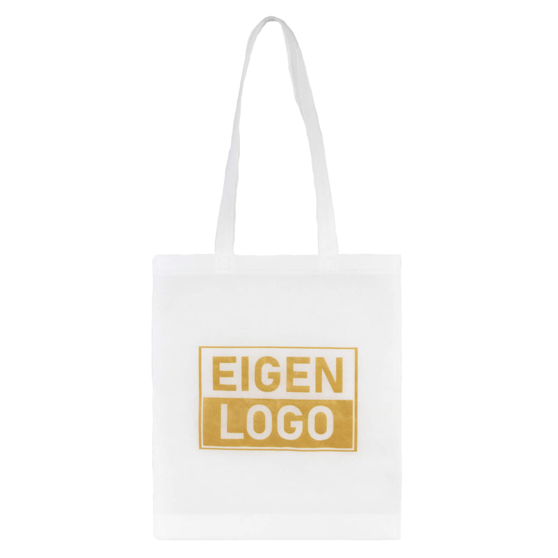 Tas bedrukken Wit Non Woven 38x44 + 2x4cm - Spoed