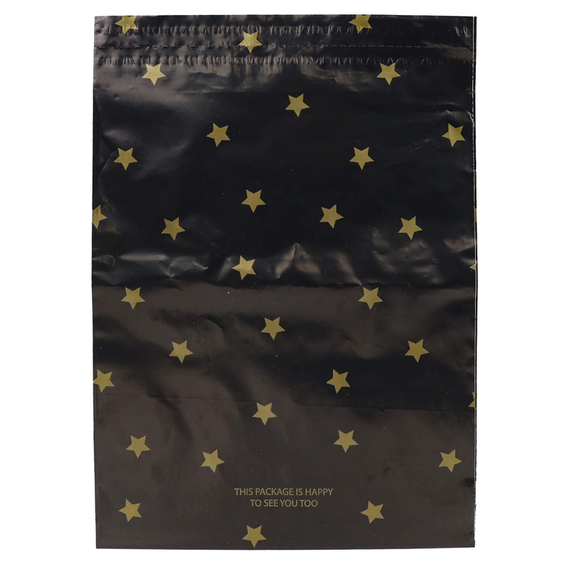 100x verzendzakken Black Stars Gold Medium