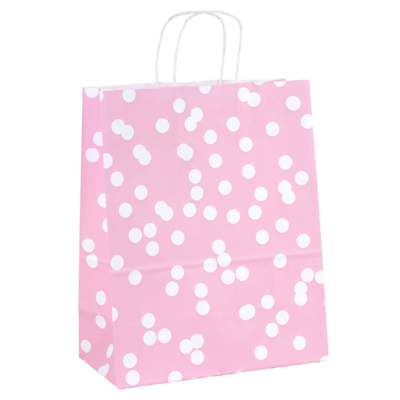 50x papieren tasjes Dots Roze A4