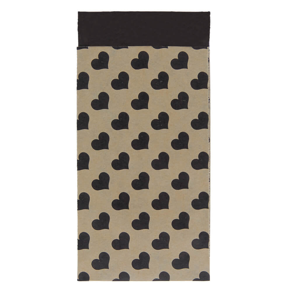 200 x Papieren Zakjes Bruin met zwarte hartjes 7x13cm