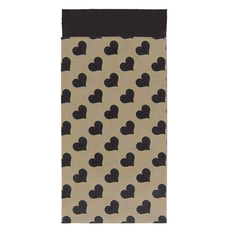 200 x Papieren Zakjes Bruin met zwarte hartjes 7x13cm
