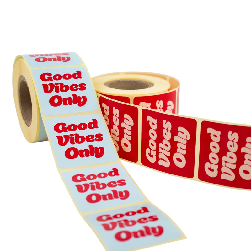 500x sticker 'Good vibes only' Blauw-Rood 50mm