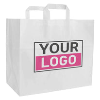 Budget papieren tassen M liggend wit kraft bedrukken