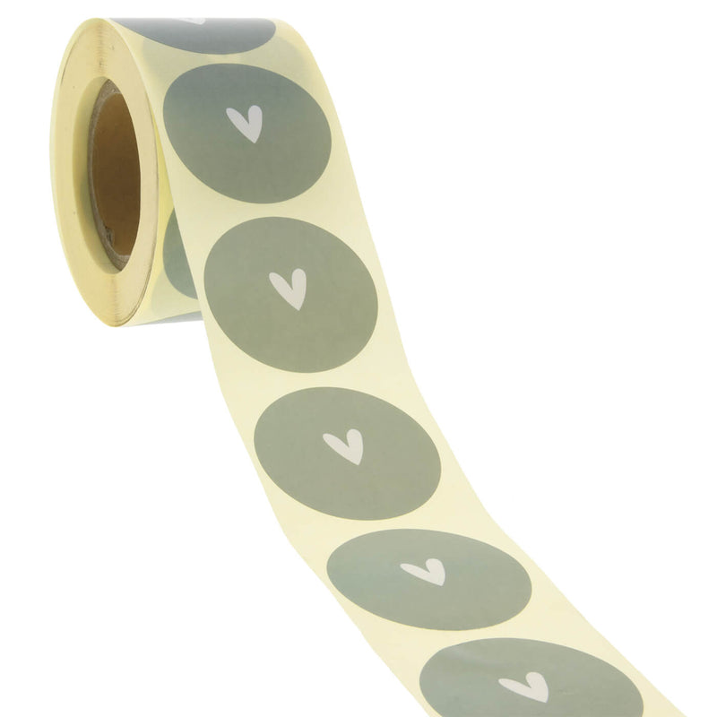 500x sticker 'Hartje' Grijsgroen 40mm