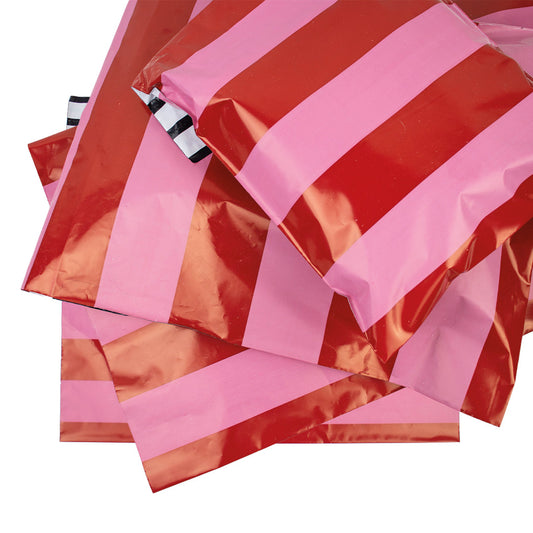 100x verzendzakken Stripes Pink XL