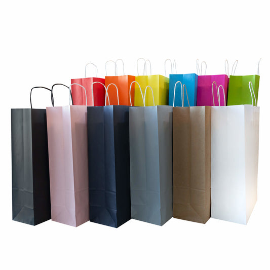 50x Papieren tassen 32+12x41cm met gedraaid handvat