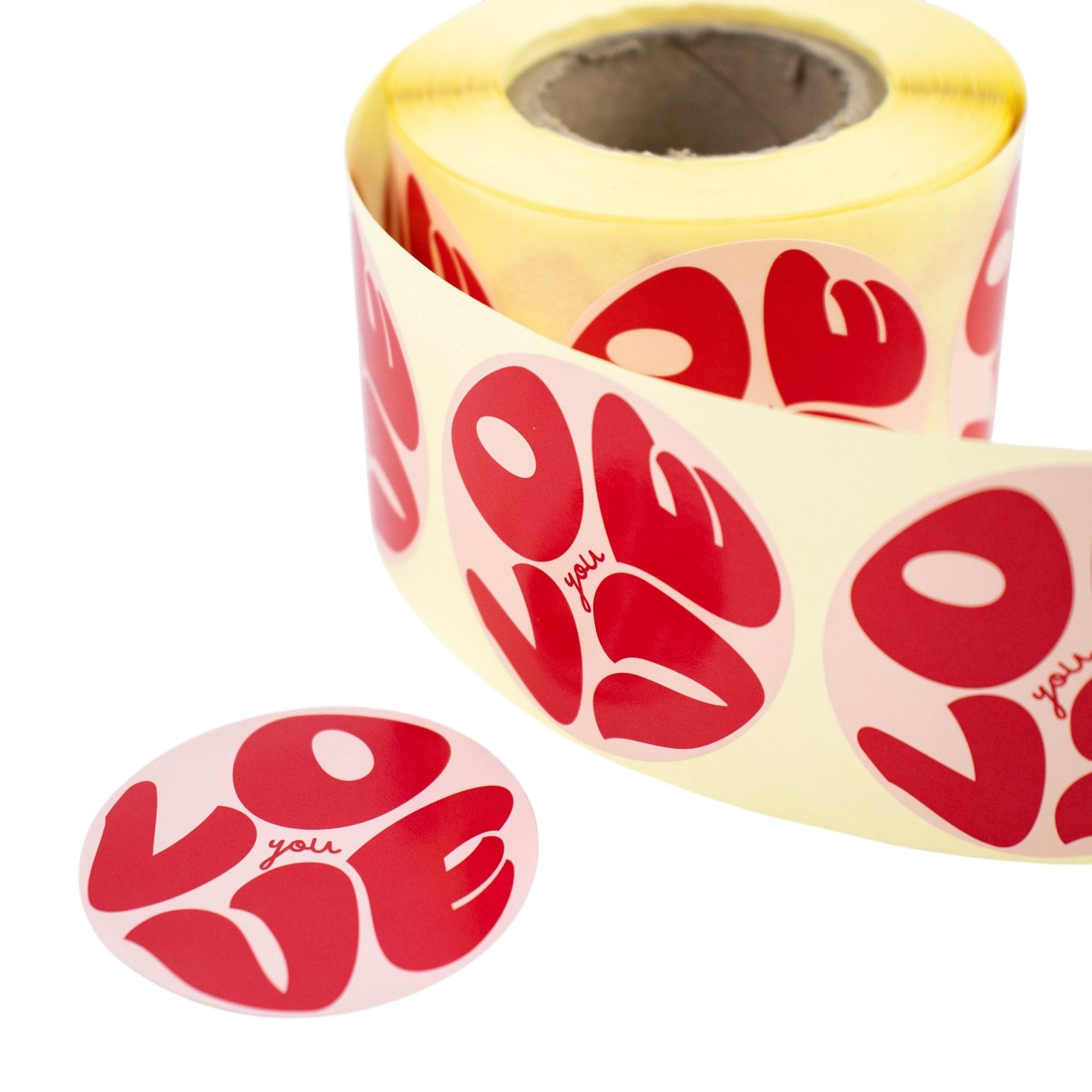 500x sticker 'Love you' Roze-Rood 50mm