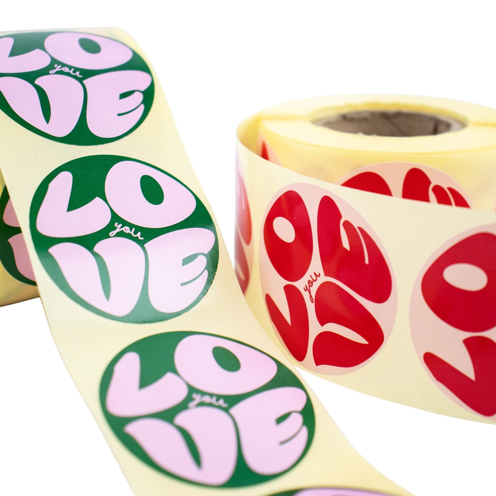 500x sticker 'Love you' Roze-Groen 50mm