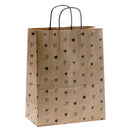 50x papieren tasjes Bruin + Hartjes A4