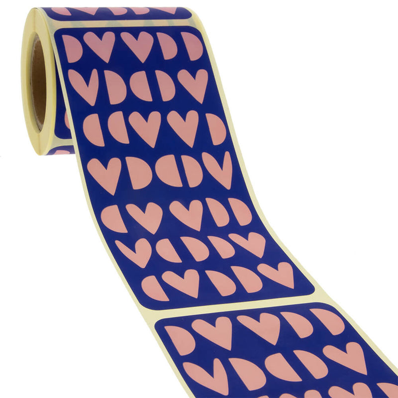 100x sluitsticker 'Happy Hearts' Blauw-Roze
