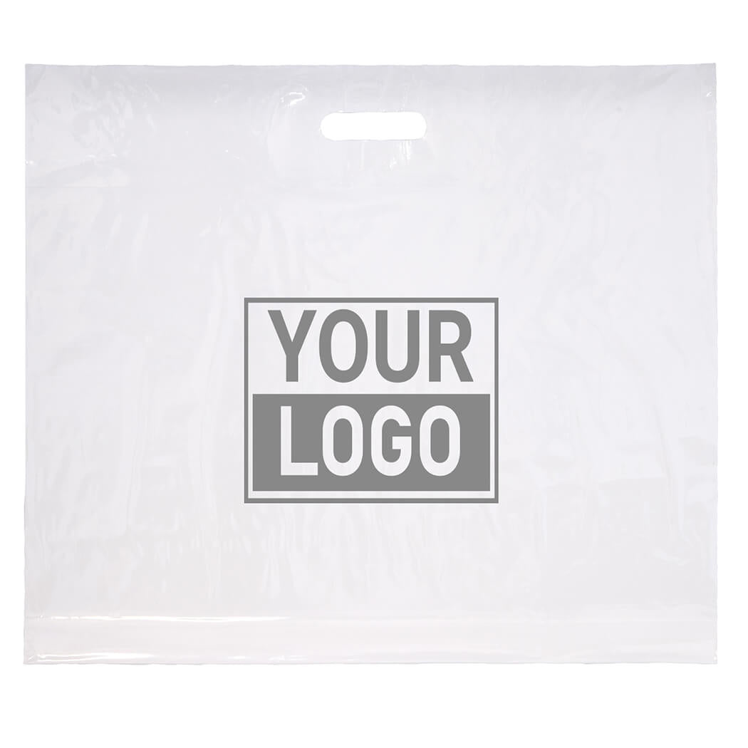 Plastic tassen bedrukken 60x51+2x4cm wit