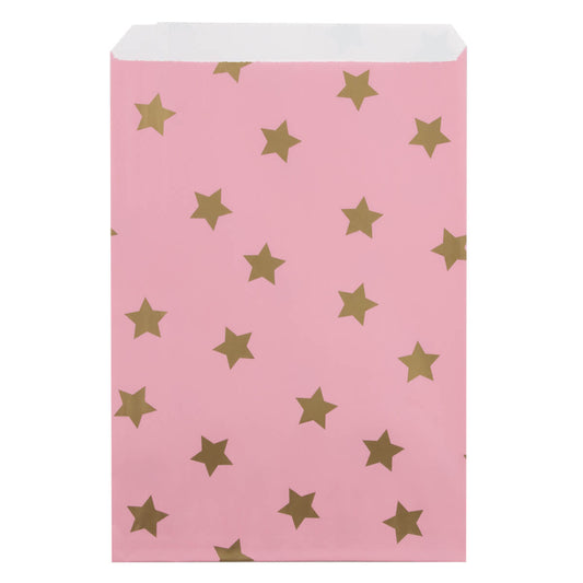 200x Papieren Zakjes Stars Gold 17x25cm