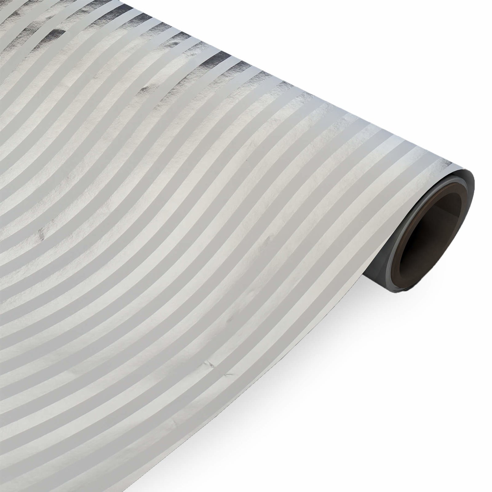 Inpakpapier Wit Zilveren strepen 50cm x 100mtr -  dessin ZP12