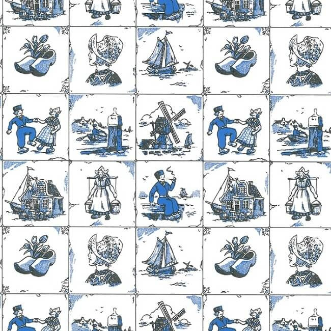 Inpakpapier Hollandse tegeltjes 30cm x 200mtr