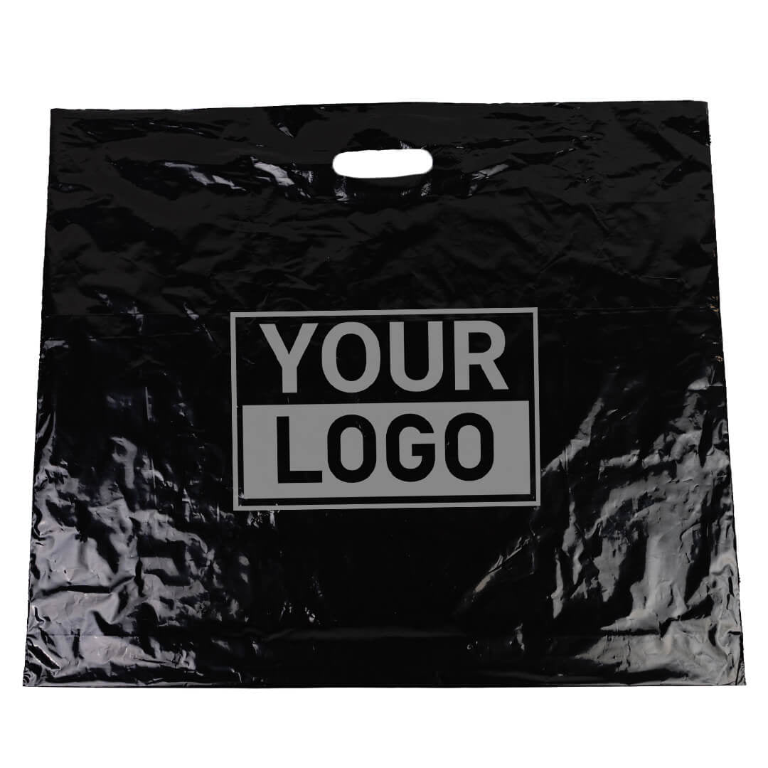 Plastic tassen bedrukken 60x51+2x4cm zwart