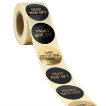500x sticker 'Thank you' assorti Goud-Zwart 40mm