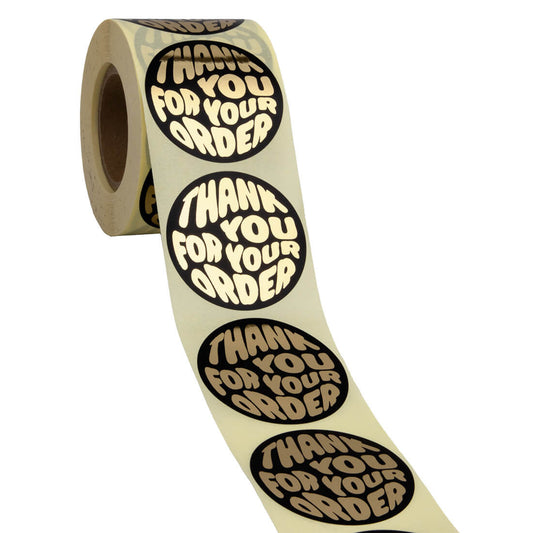 500x sticker 'Thank you for your order' Zwart-Goud 50mm
