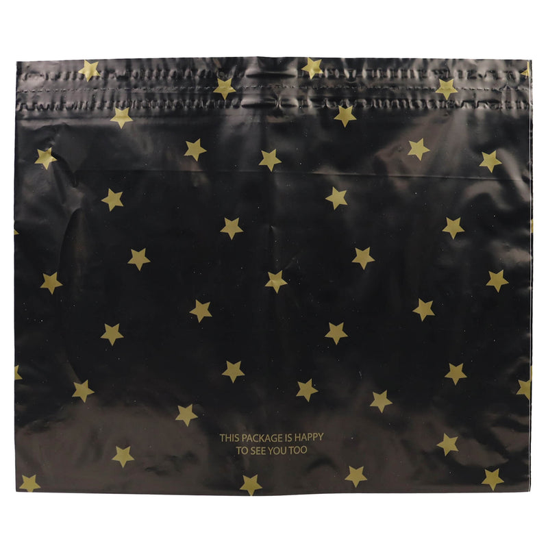 100x verzendzakken Black Stars Gold Large