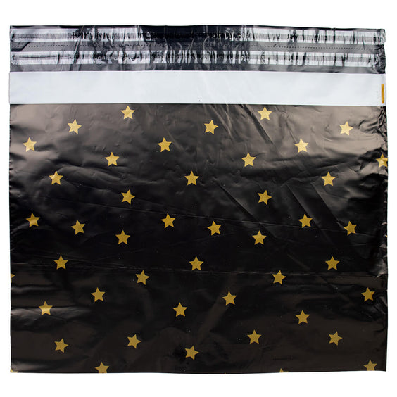 100x verzendzakken Black Stars Gold XL