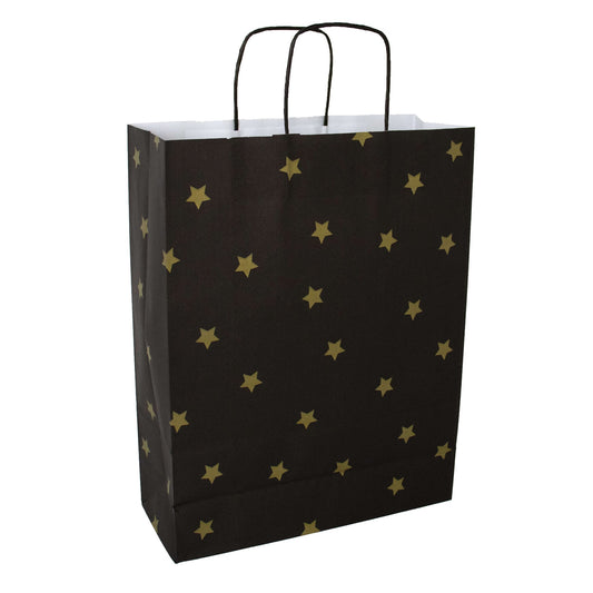 50x papieren tasjes Black Stars Gold A3