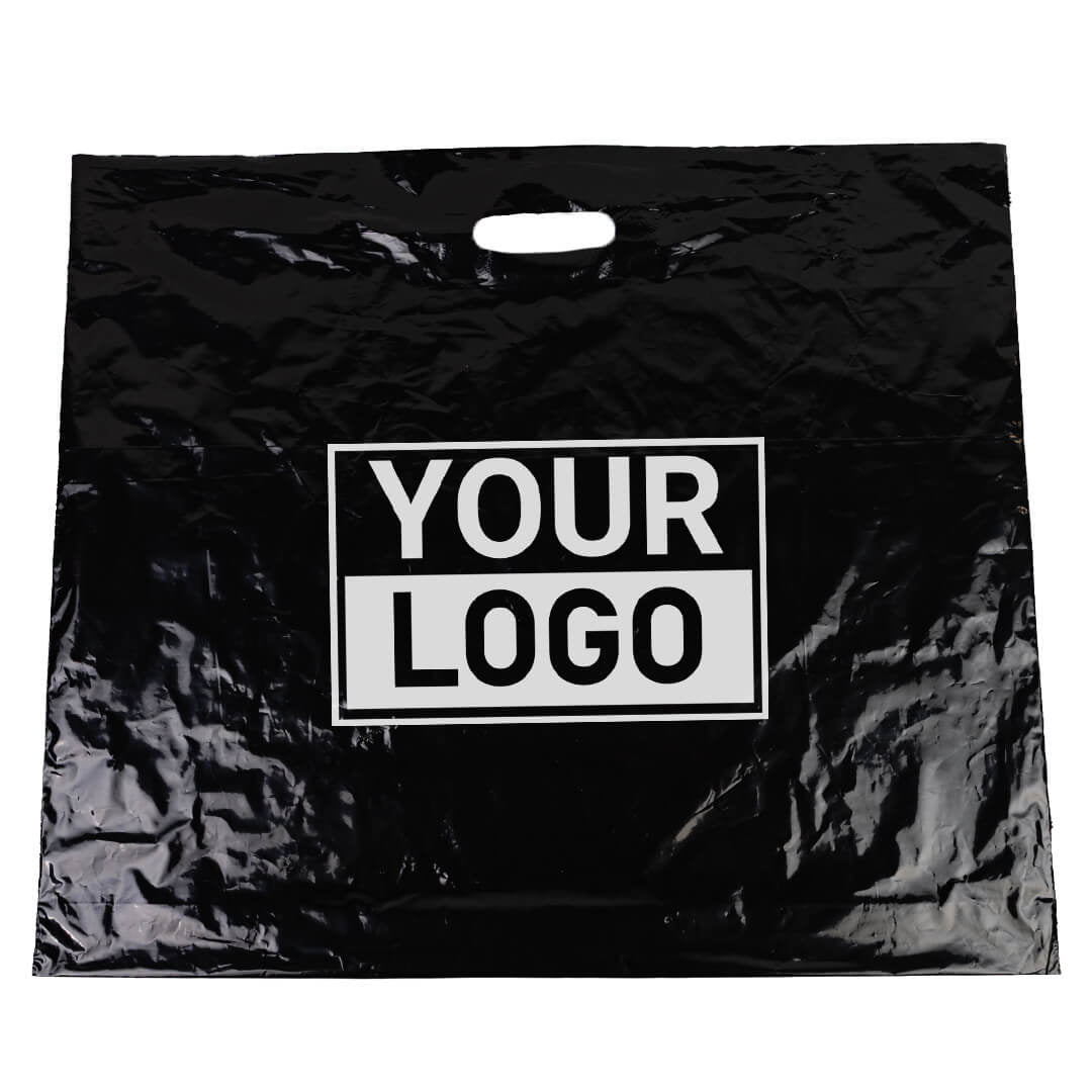 Plastic tassen bedrukken 60x51+2x4cm zwart