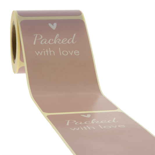 100x sluitsticker 'Packed With Love' Roze