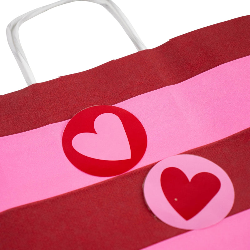 500x sticker 'Stripes heart' Rood-Roze 50mm