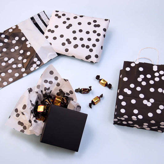 50x papieren tasjes Dots A3