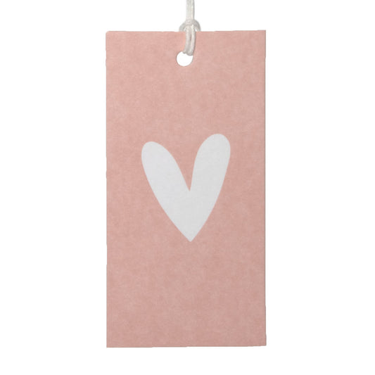 50x Cadeaulabels Hartje Roze-Wit