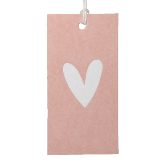 50x Cadeaulabels Hartje Roze-Wit
