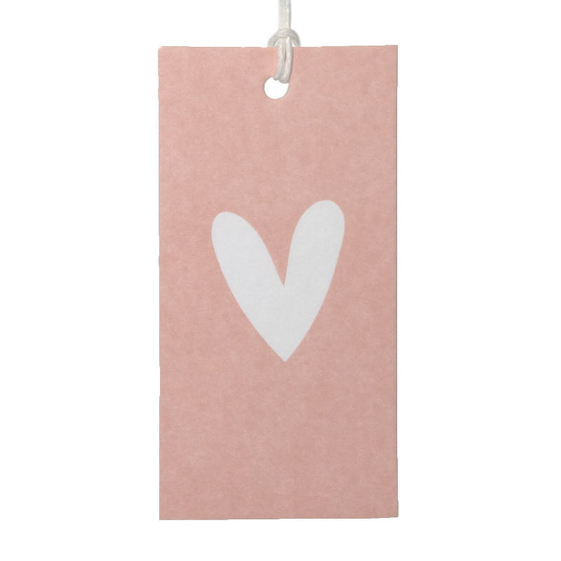 50x Cadeaulabels Hartje Roze-Wit