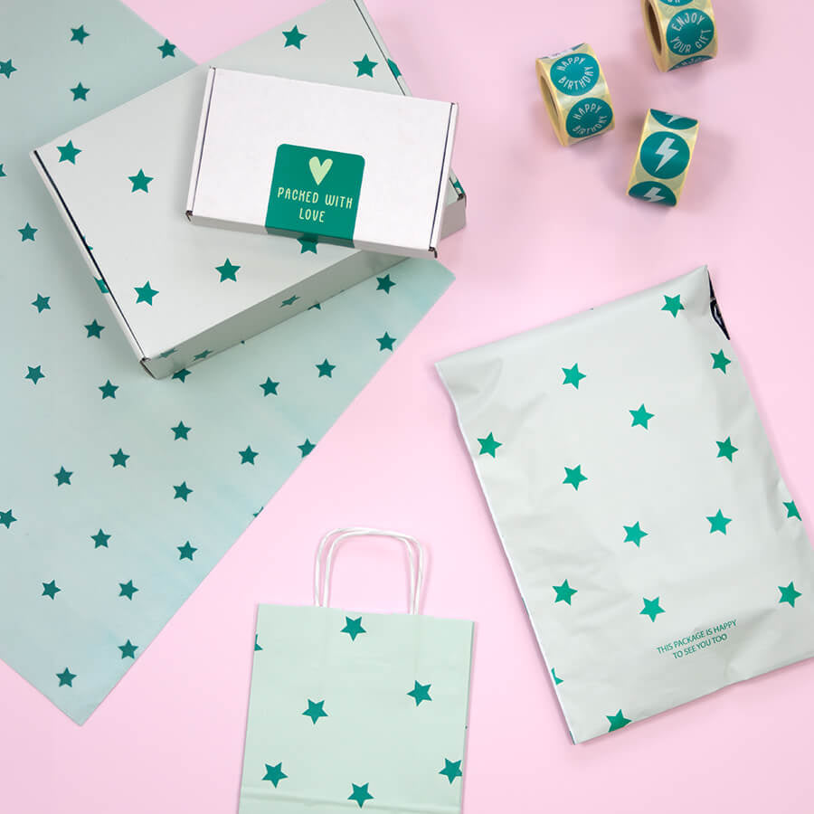 50x papieren tasjes Stars A3