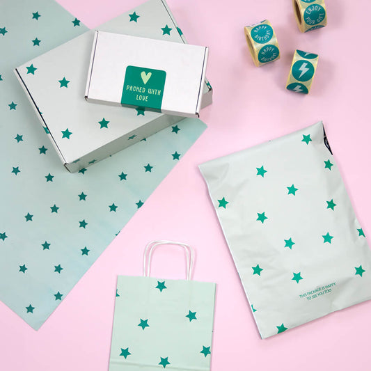 50x papieren tasjes Stars A3