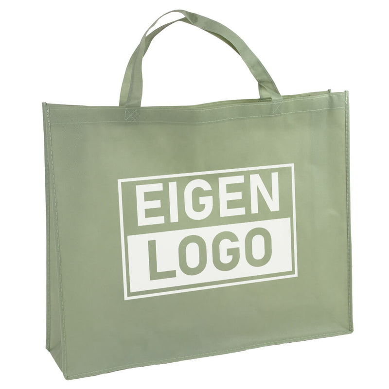 Shopper bedrukken Groen non woven 54x14x45cm - Spoed