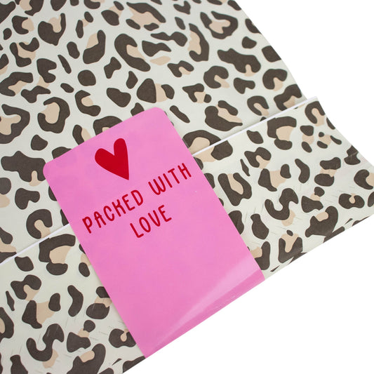 100x sluitsticker 'Packed with love' Roze-Rood