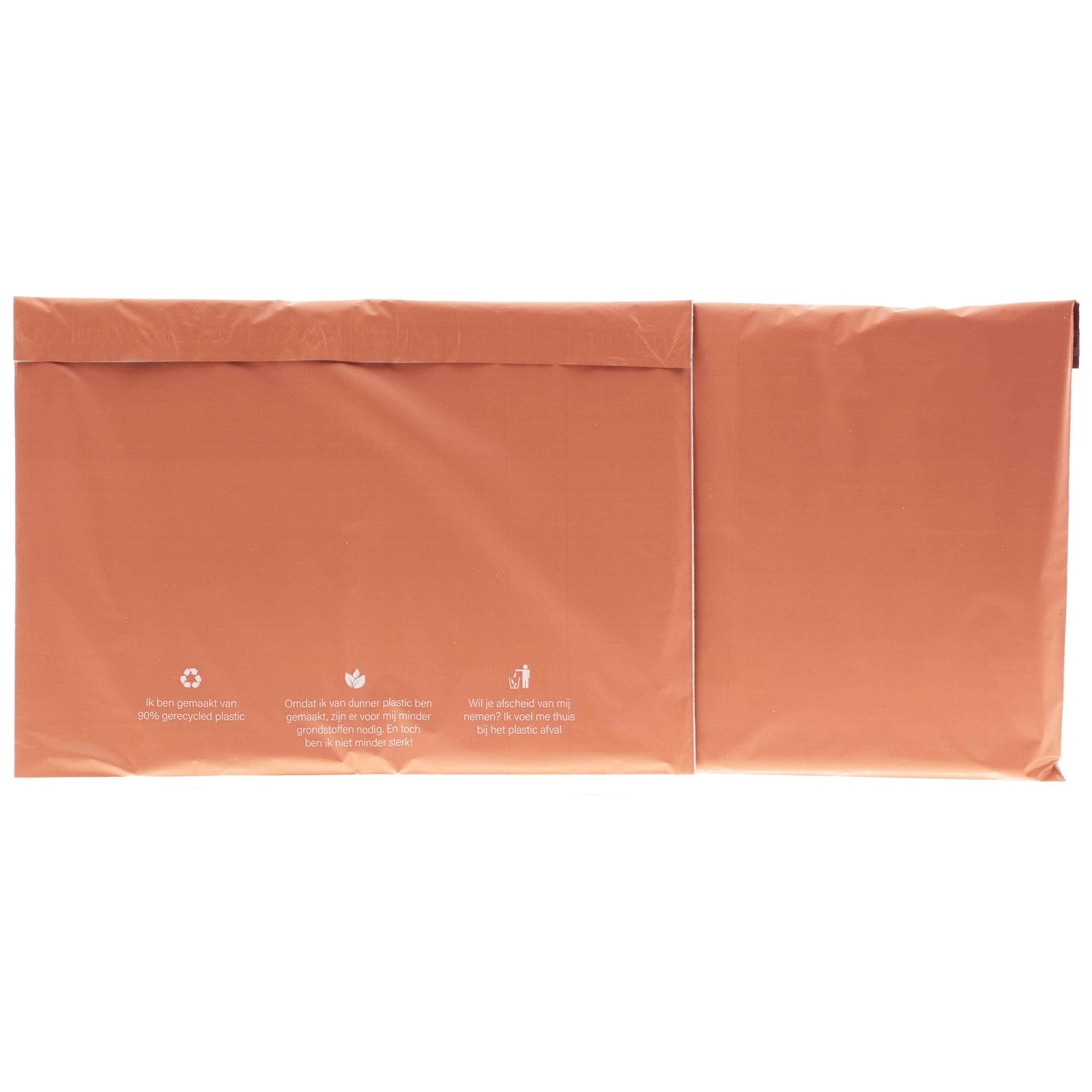 100x ECO verzendzakken Muted Clay Large Liggend