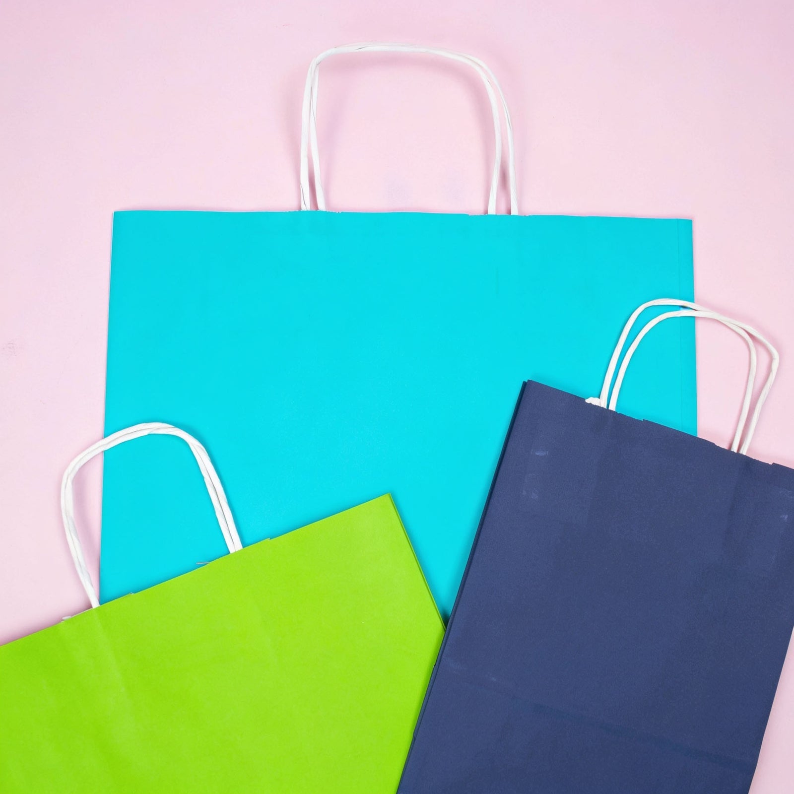 50x papieren tassen blauw (turquoise) in diverse formaten