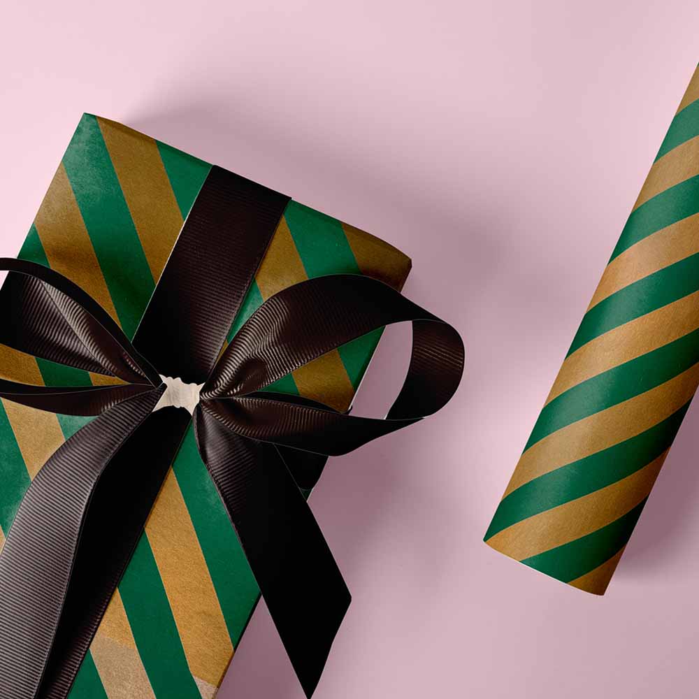 Inpakpapier Forest Gold Stripe 50cm x 200mtr
