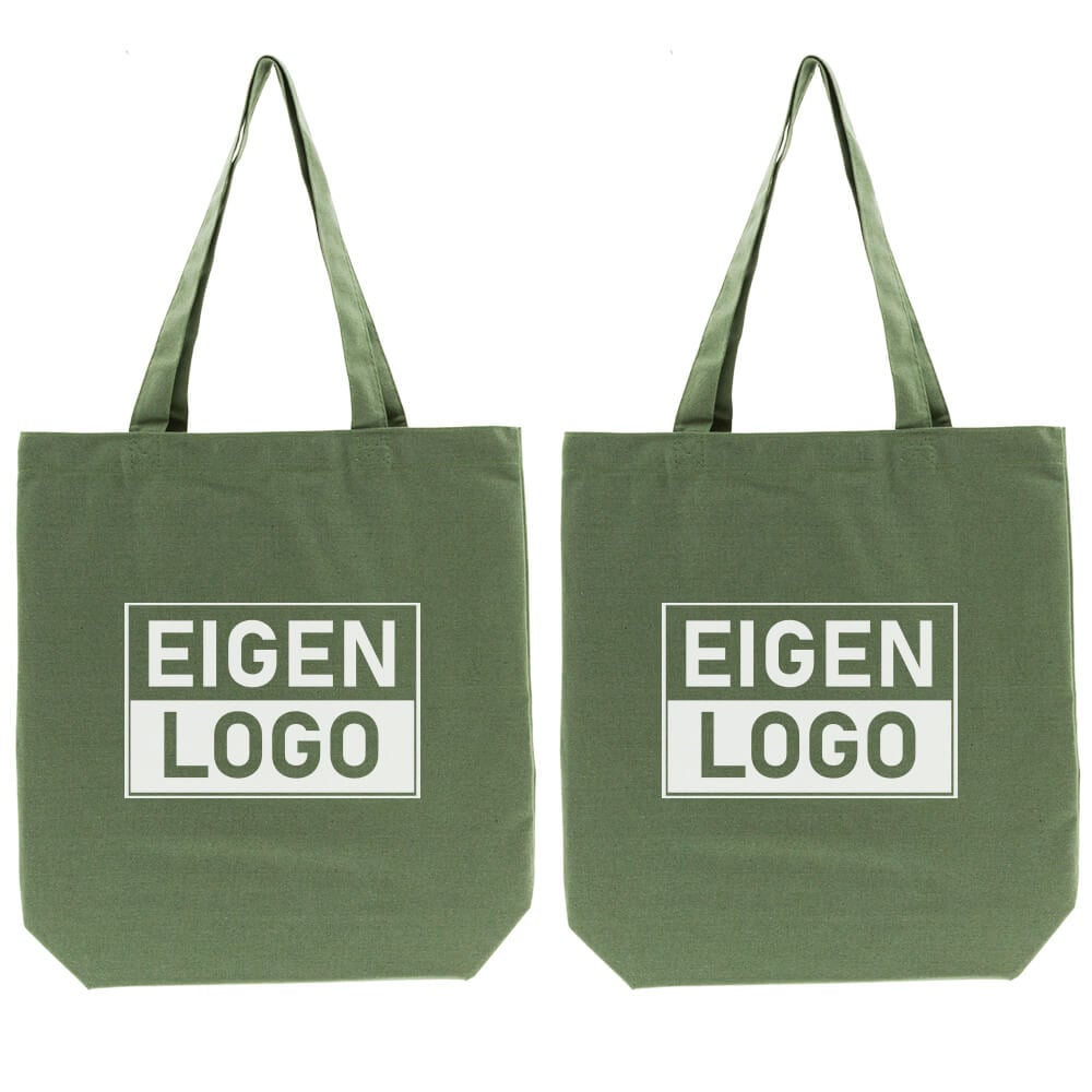 Katoenen tas bedrukken 38x42+10cm Groen - Spoed