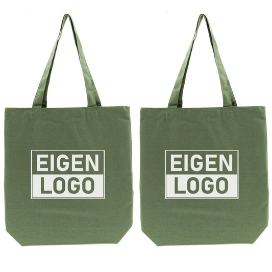 Katoenen tas bedrukken 38x42+10cm Groen - Spoed