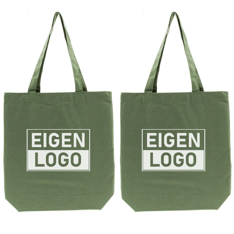 Katoenen tas bedrukken 38x42+10cm Groen - Spoed