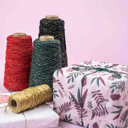 Katoenen touw Roze met goud 2mm x 300m