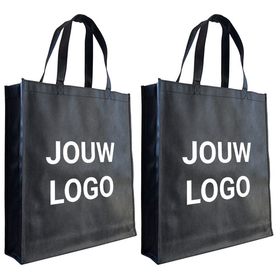 10x Shopper bedrukken Zwart non woven 40x9x42cm - Spoed