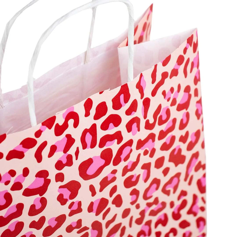 50x papieren tasjes Leopard Pink A5
