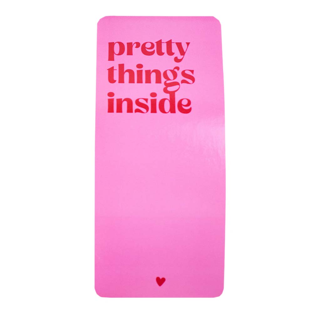 100x sluitsticker 'Pretty things inside' Roze-Rood