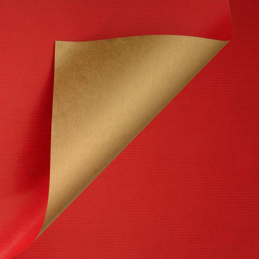 Inpakpapier Rood + Goud 30cm x 200mtr